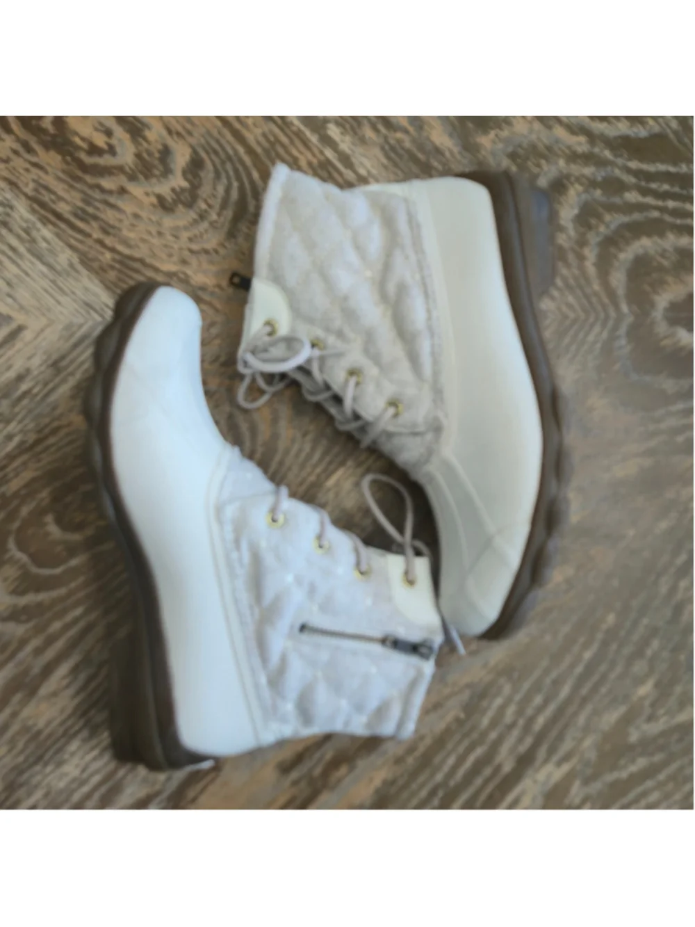 Sperry Syren Gulf Wool Quilted Duck Boots Women’s Size 8 Ivory Cream
